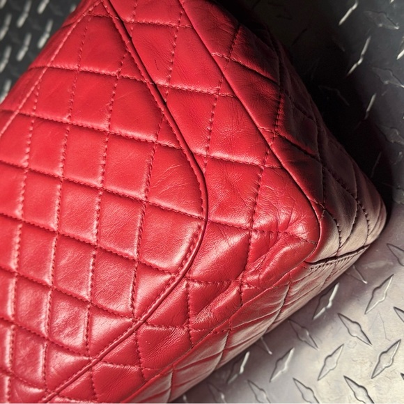 Chanel Lambskin Classic Maxi Flap in Red SHW - Picture 8 of 12